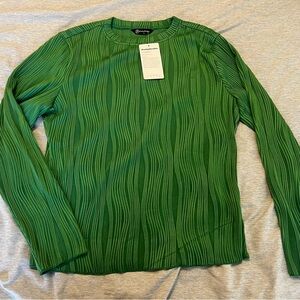 Avant-Garde Pleated Style Green Blouse